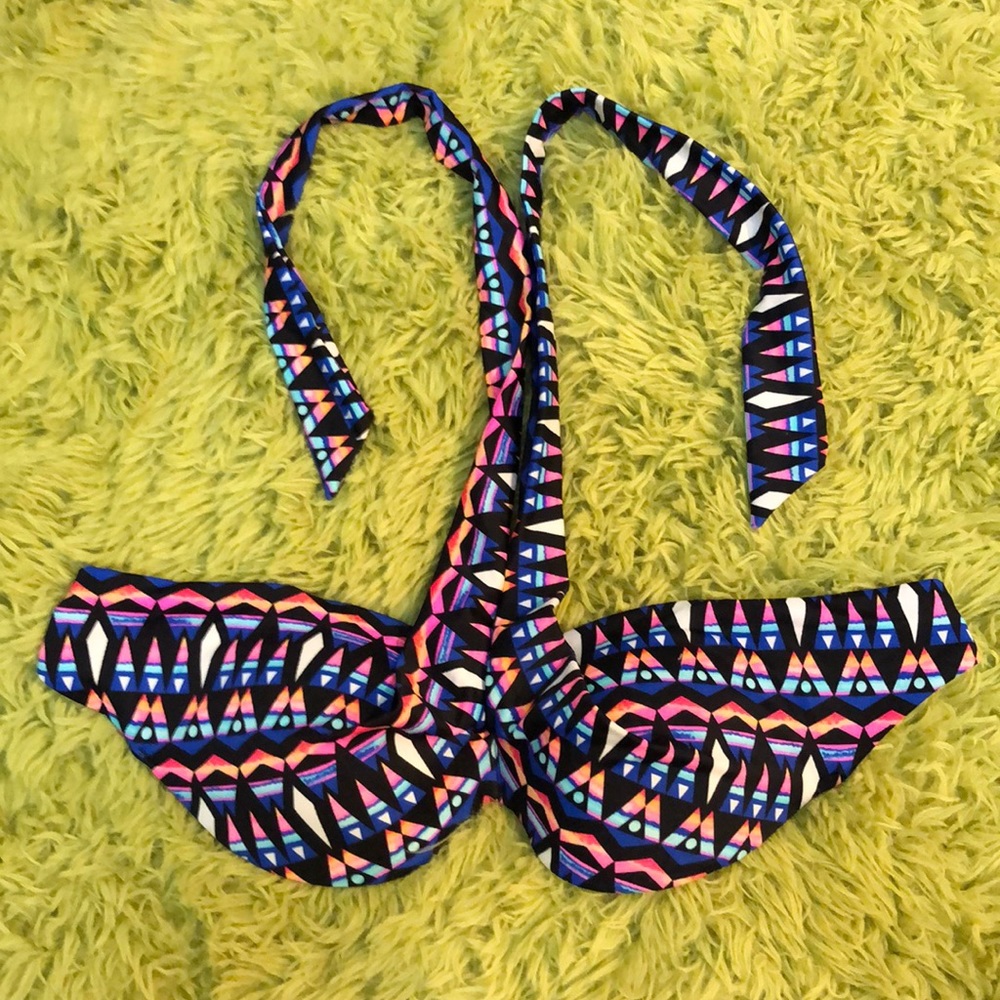Pink Multicolor Bikini Top